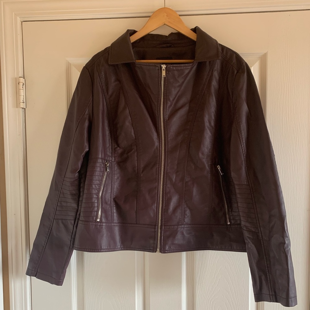 Wine Colored Faux Leather Jacket XL